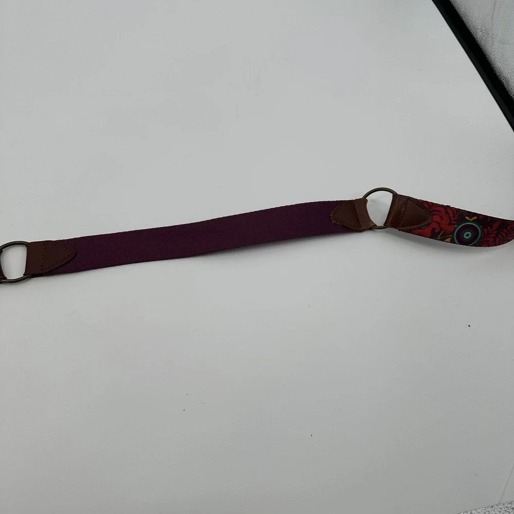 Desigual Belt‎ Womens Medium Multicolor Purple Brown Boho Embroidered Adjustable